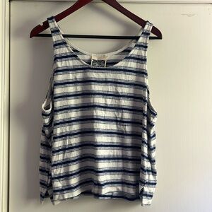 Jungmaven Cropped Tank, size Large, blue and white stripes